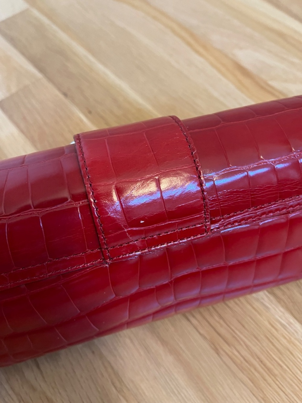 Adrienne Vittadini Deep Red & Animal Print Clutch / Wristlet Bag, Never Used - Picture 15 of 16